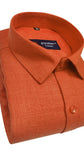 Orange Color Blended Linen Shirt For Men's - Punekar Cotton