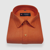 Orange Color Blended Linen Shirt For Men's - Punekar Cotton