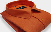 Orange Color Blended Linen Shirt For Men's - Punekar Cotton