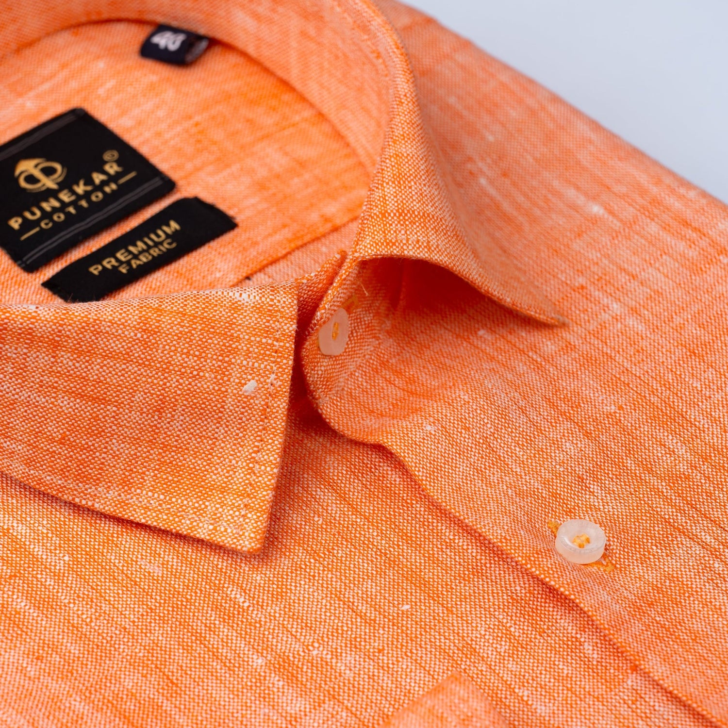 Orange Color Prime Linen Shirt For Men - Punekar Cotton