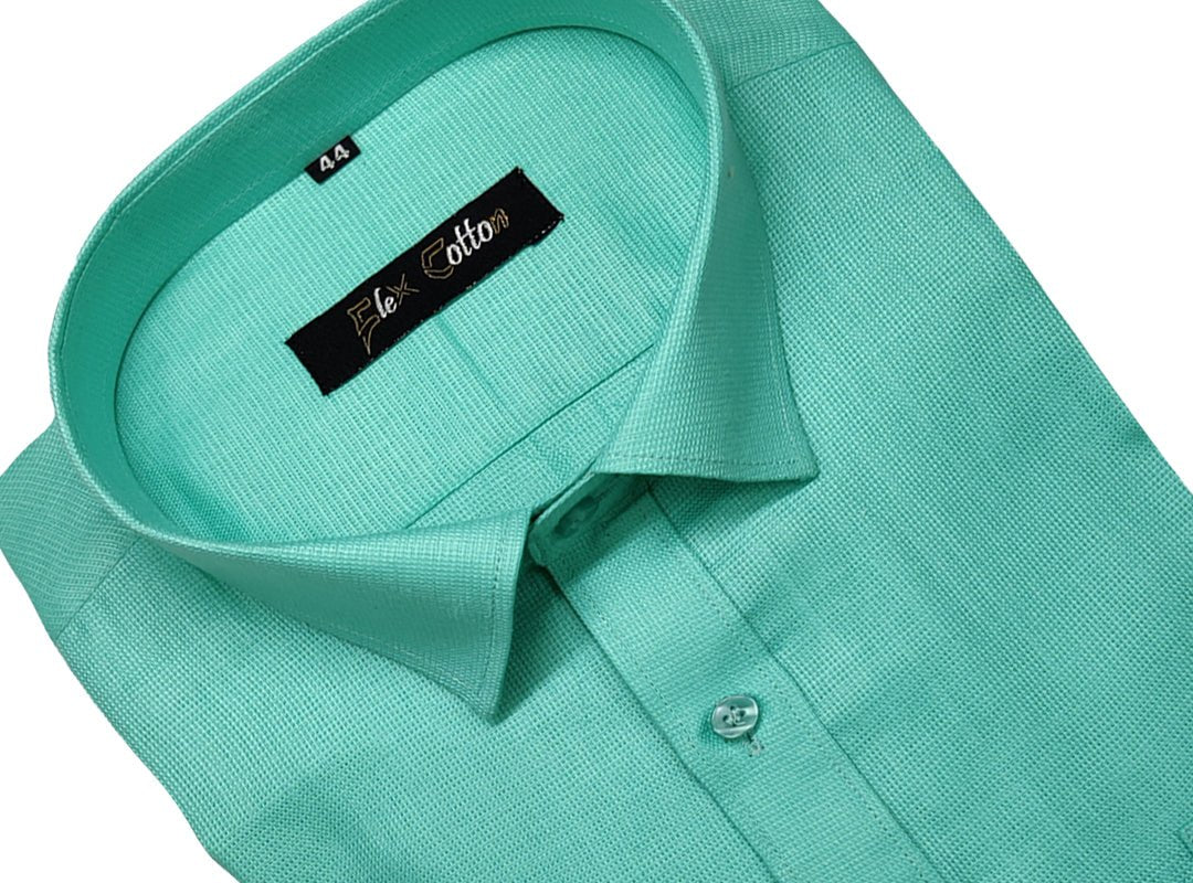 Peacock Green Color Casa Linen Shirt For Men&