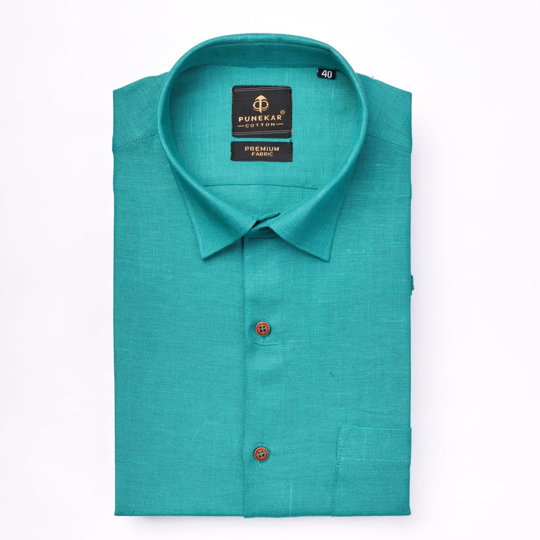 Peacock Green Color Prime Linen Shirt For Men - Punekar Cotton