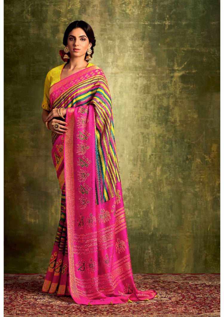 Pink Color Chenderi Silk Sarees - Punekar Cotton