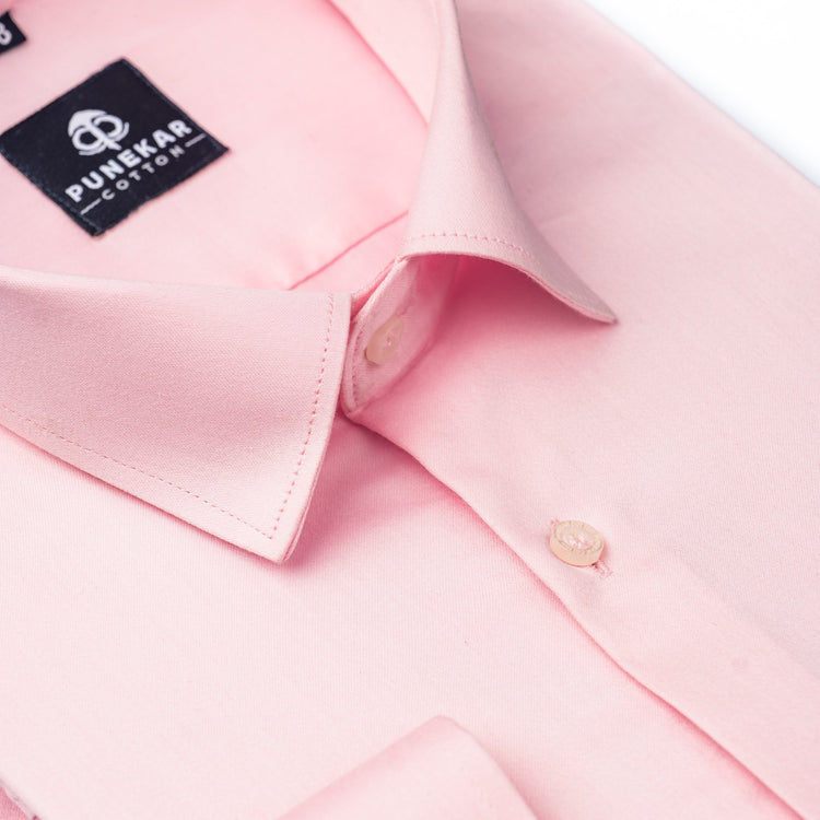 Pink Color Cotton Satin Shirt For Men - Punekar Cotton