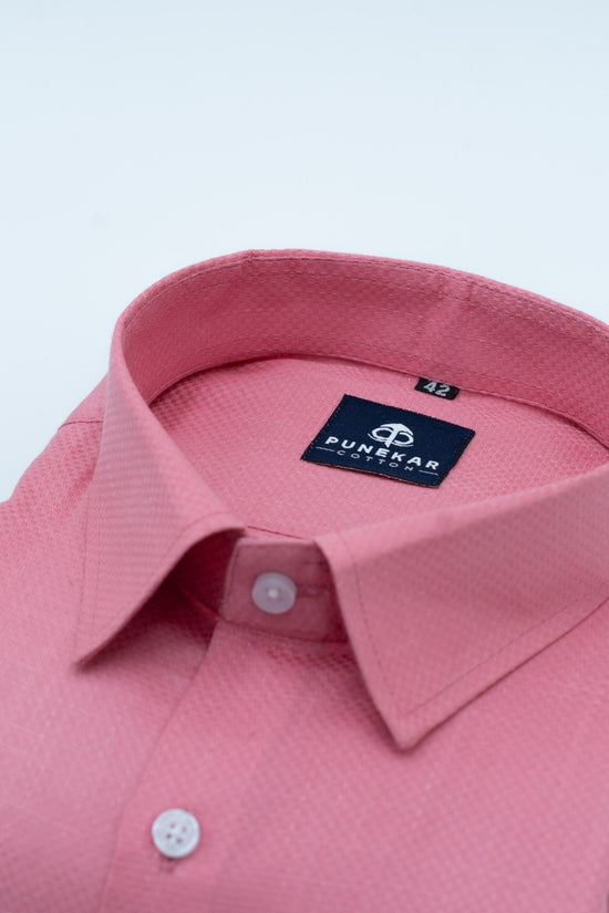 Pink Color Dobby Cotton Shirt For Men - Punekar Cotton
