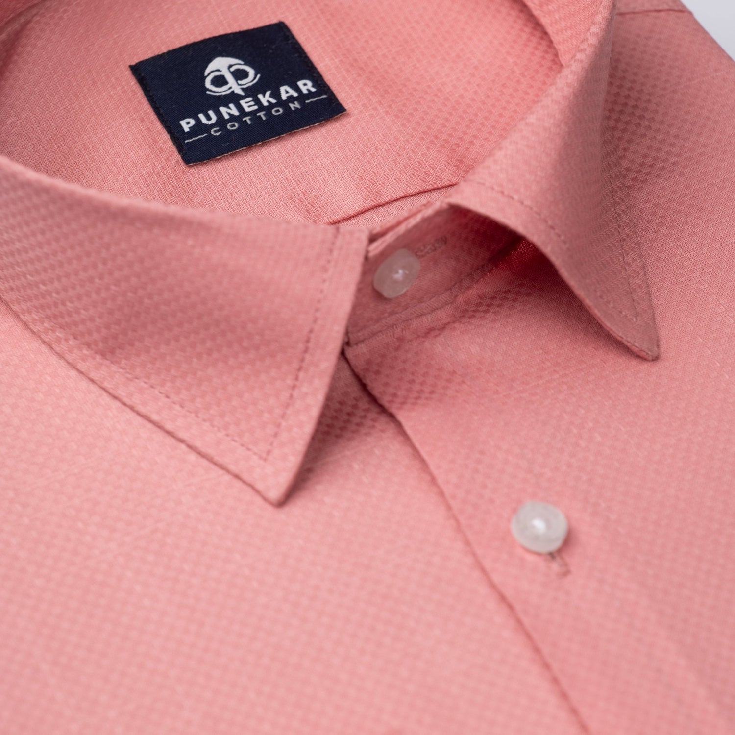 Pink Color Dobby Cotton Shirt For Men - Punekar Cotton