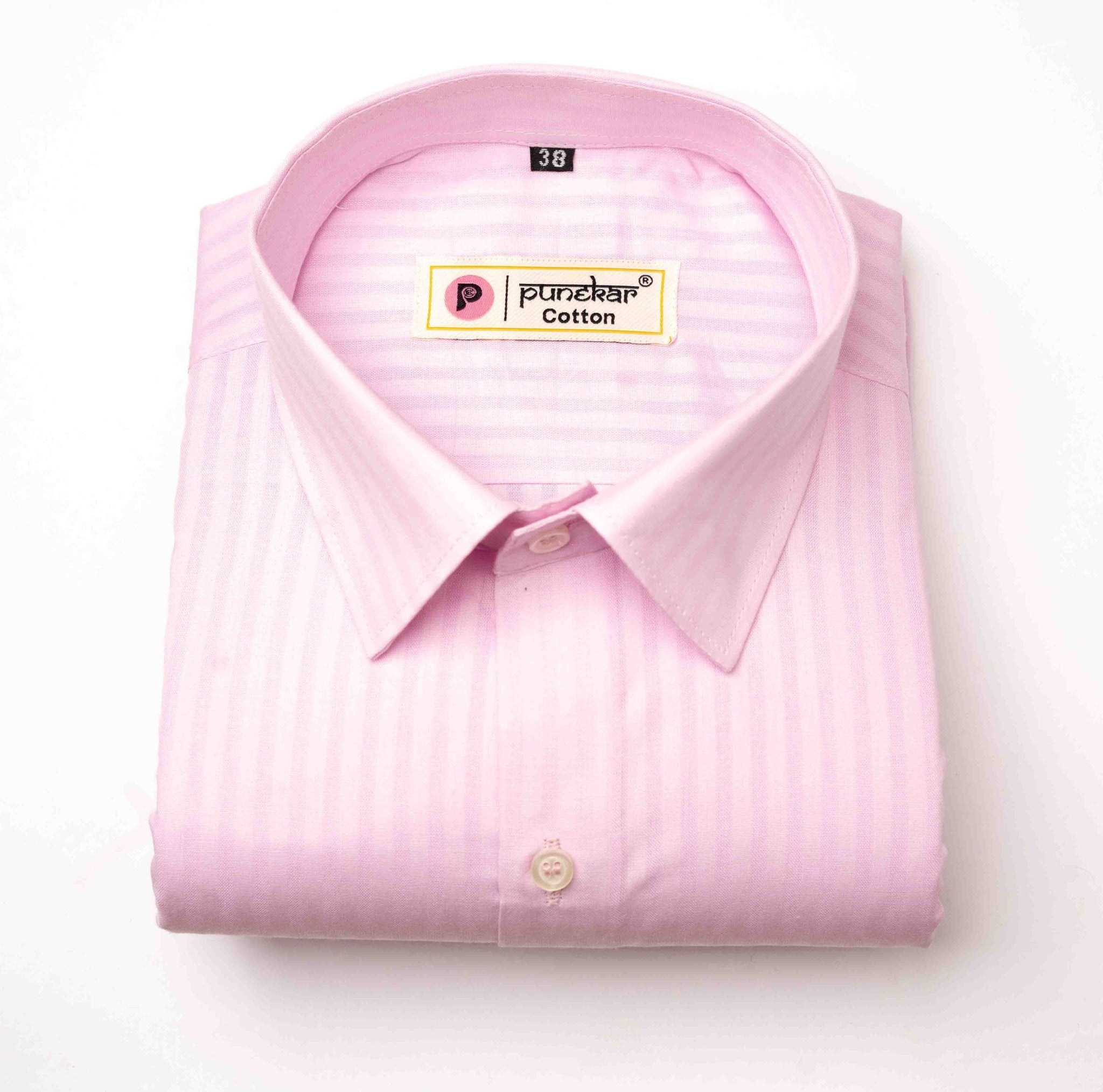 Pink Color vertical Cotton stripe Shirt For Men - Punekar Cotton