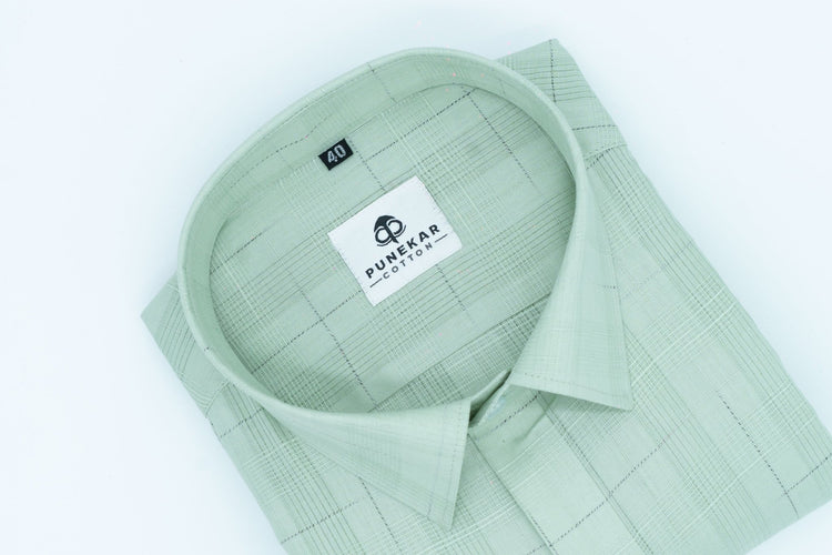 Pista Green Color Pure Cotton Shirts For Men - Punekar Cotton