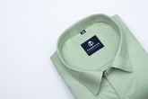 Pista Green Color Pure Cotton Wide Stripe Shirt For Men - Punekar Cotton