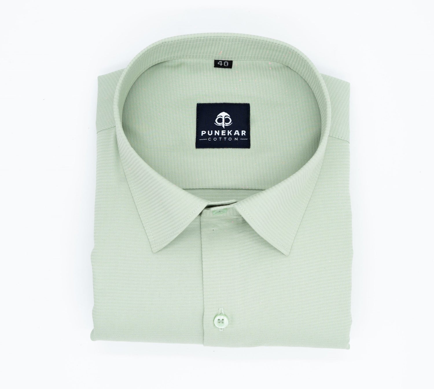 Pista Green Color Twitter Lining Blende Cotton Shirts For Men - Punekar Cotton