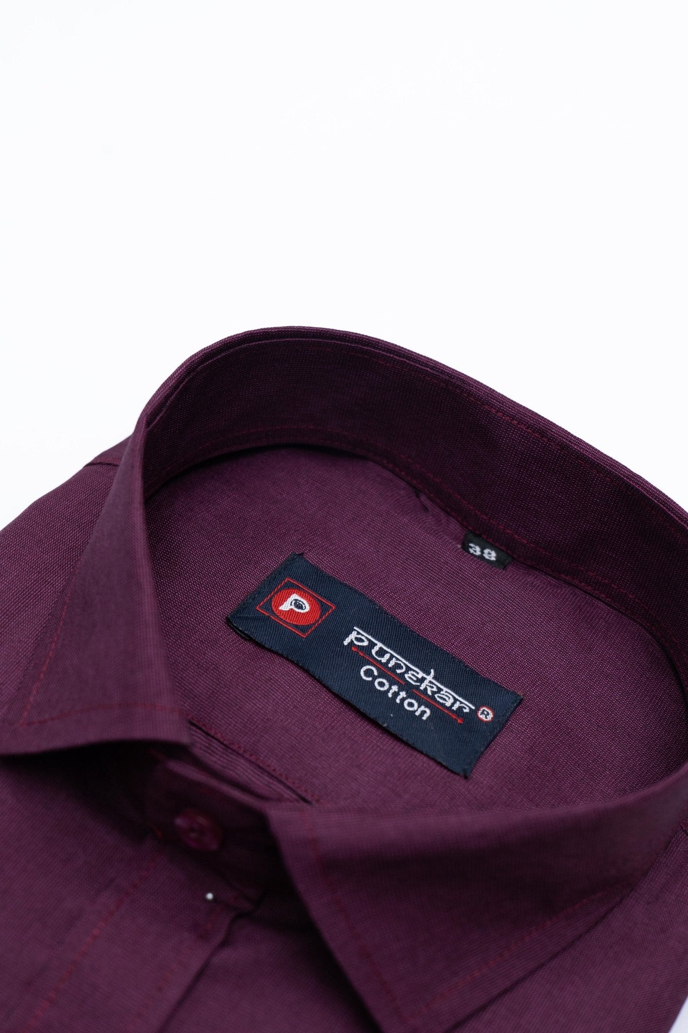 Plum Color Polyester Shirt For Men - Punekar Cotton