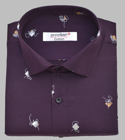 Printed Pure Cotton Handmade Shirt For Men's. - Punekar Cotton