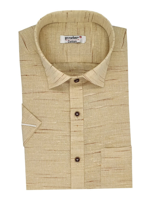Punekar Cotton Bhagalpuri Multi-Colored Half Sleeves Formal Shirt for Men's. - Punekar Cotton
