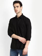 Punekar Cotton Black Color 100% Mercerised Cotton Diagonally Woven Formal Shirt for Men's. - Punekar Cotton