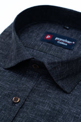 Punekar Cotton Black Color Men's Plain Cotton Formal Handmade Shirt for Men's. - Punekar Cotton