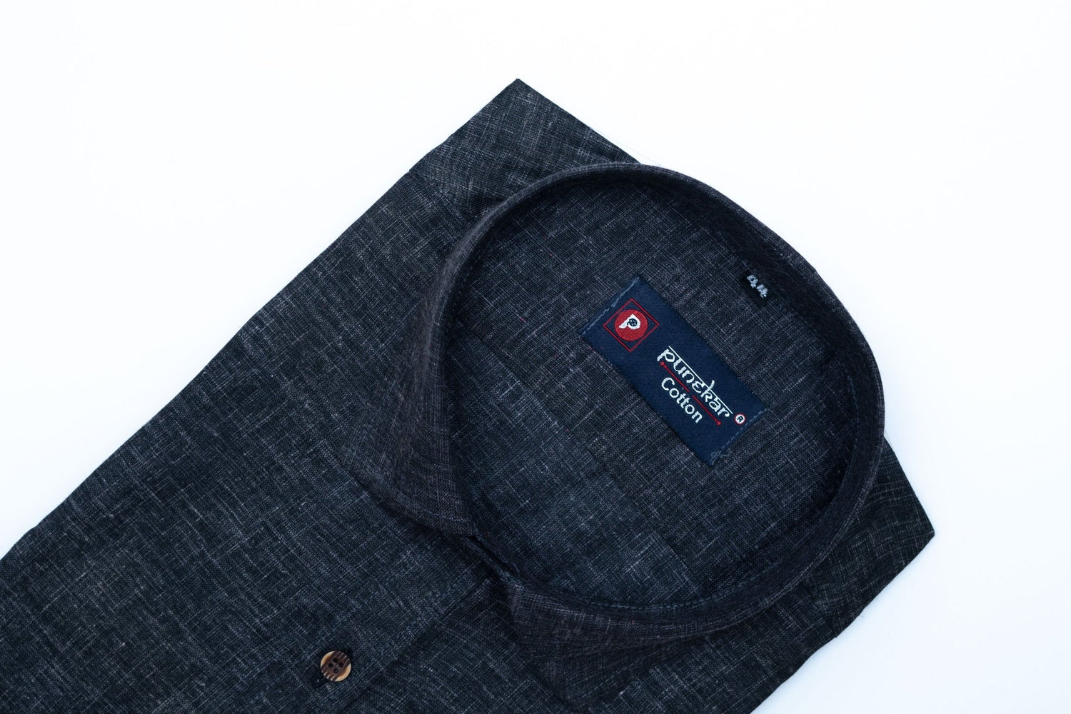 Punekar Cotton Black Color Men's Plain Cotton Formal Handmade Shirt for Men's. - Punekar Cotton