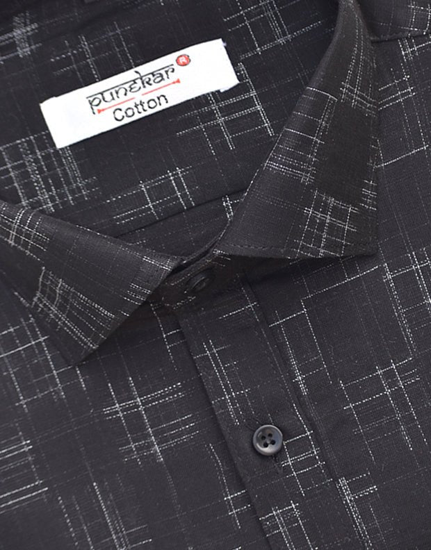 Punekar Cotton Black Color Pure Cotton Handmade Formal Shirt for Men&