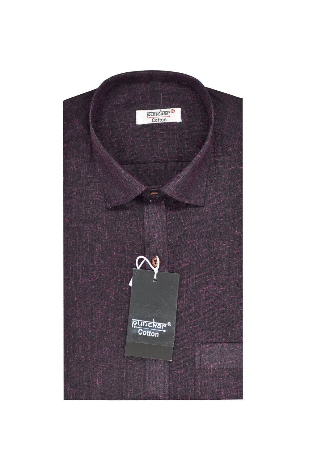 Punekar Cotton Blackish Pink Color Pure Cotton Handmade Formal Shirt for Men&