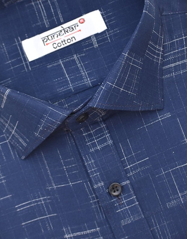 Punekar Cotton Blue Color Pure Cotton Handmade Formal Shirt for Men&