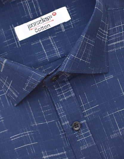 Punekar Cotton Blue Color Pure Cotton Handmade Formal Shirt for Men&