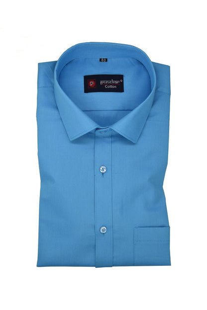 Punekar Cotton Blue Color Rich Cotton Formal Shirt For Men&