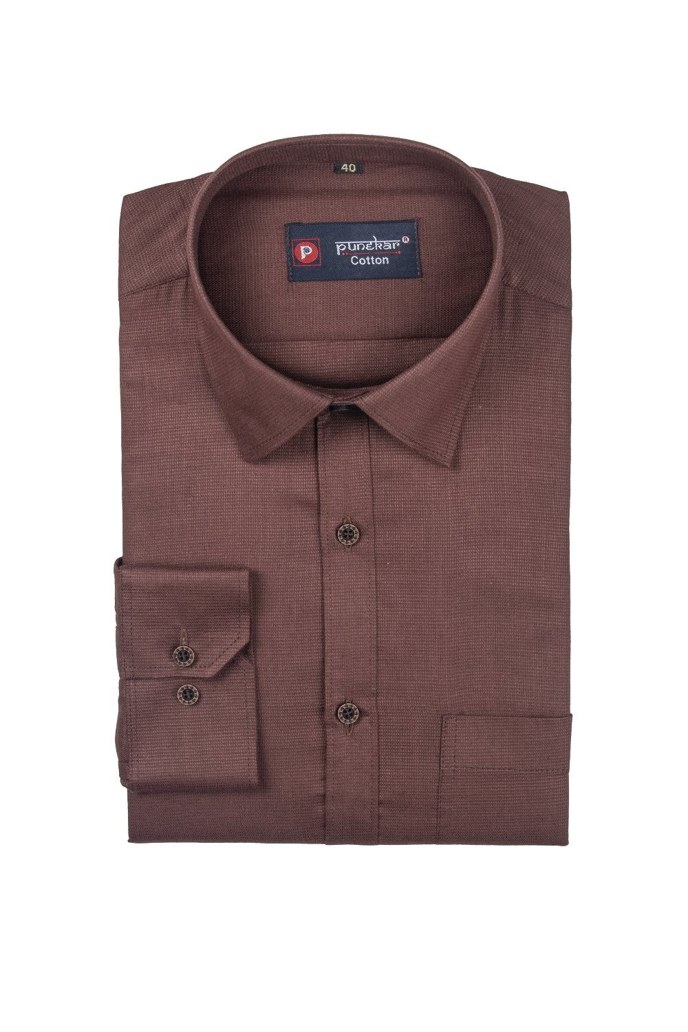 Punekar Cotton Brown Color Silky Linen Cotton Shirt for Men&