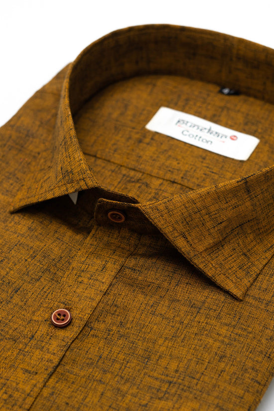 Punekar Cotton Dark Mehndi Color Pure Cotton Handmade Formal Shirt for Men's. - Punekar Cotton