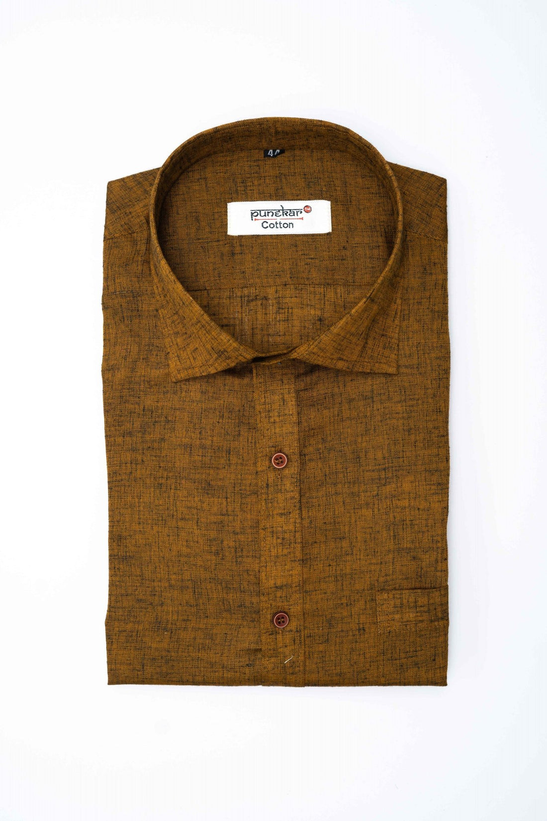 Punekar Cotton Dark Mehndi Color Pure Cotton Handmade Formal Shirt for Men&