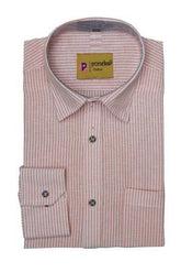 Punekar Cotton Full Sleeves Formal Handmade Orange Color Lining Shirt for Men's. - Punekar Cotton