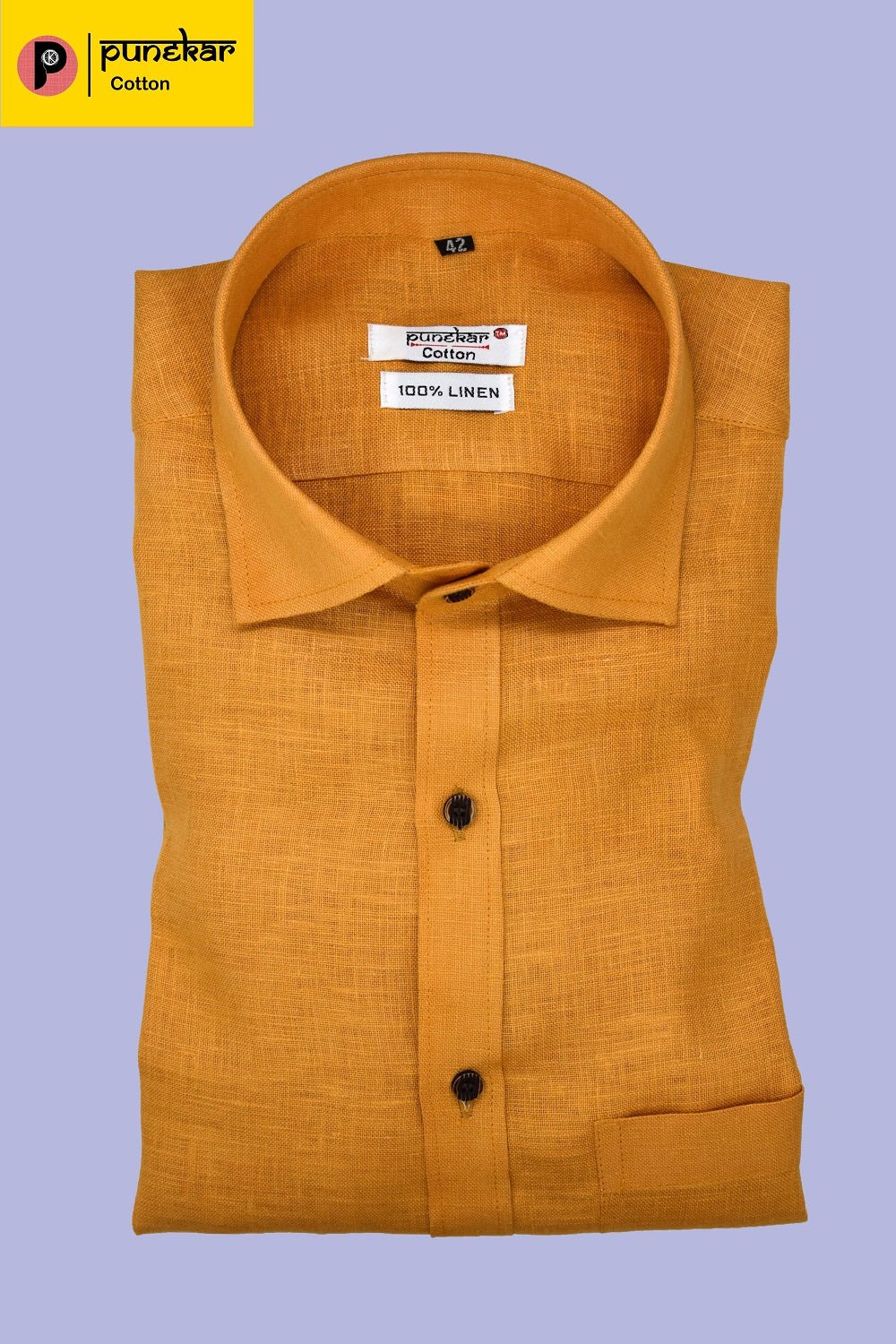 Punekar Cotton Golden Color Formal Linen shirts for Men&