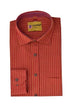 Punekar Cotton Handmade Red Color Full Sleeves Lining Formal Shirt for Men's. - Punekar Cotton
