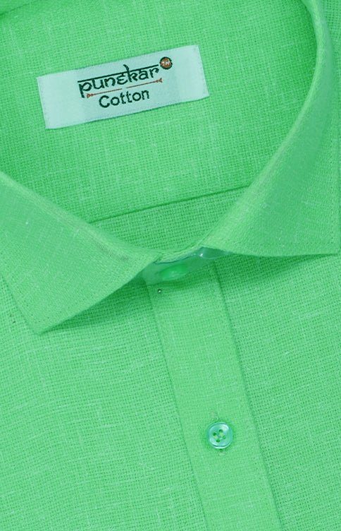 Punekar Cotton Light Green Color Cotton Linen Formal Shirt for Men&