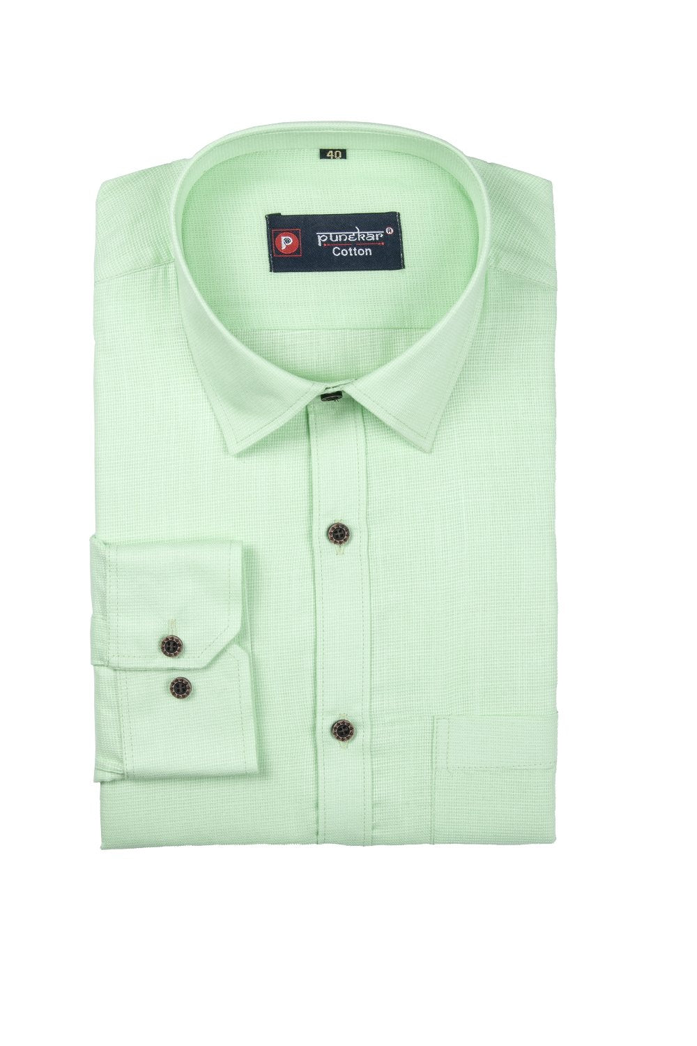 Punekar Cotton Light Green Color Silky Linen Cotton Shirt for Men&