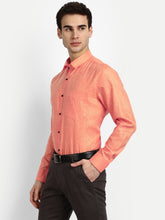 Punekar Cotton Light Orange Color Cotton Linen Formal Shirt for Men's. - Punekar Cotton