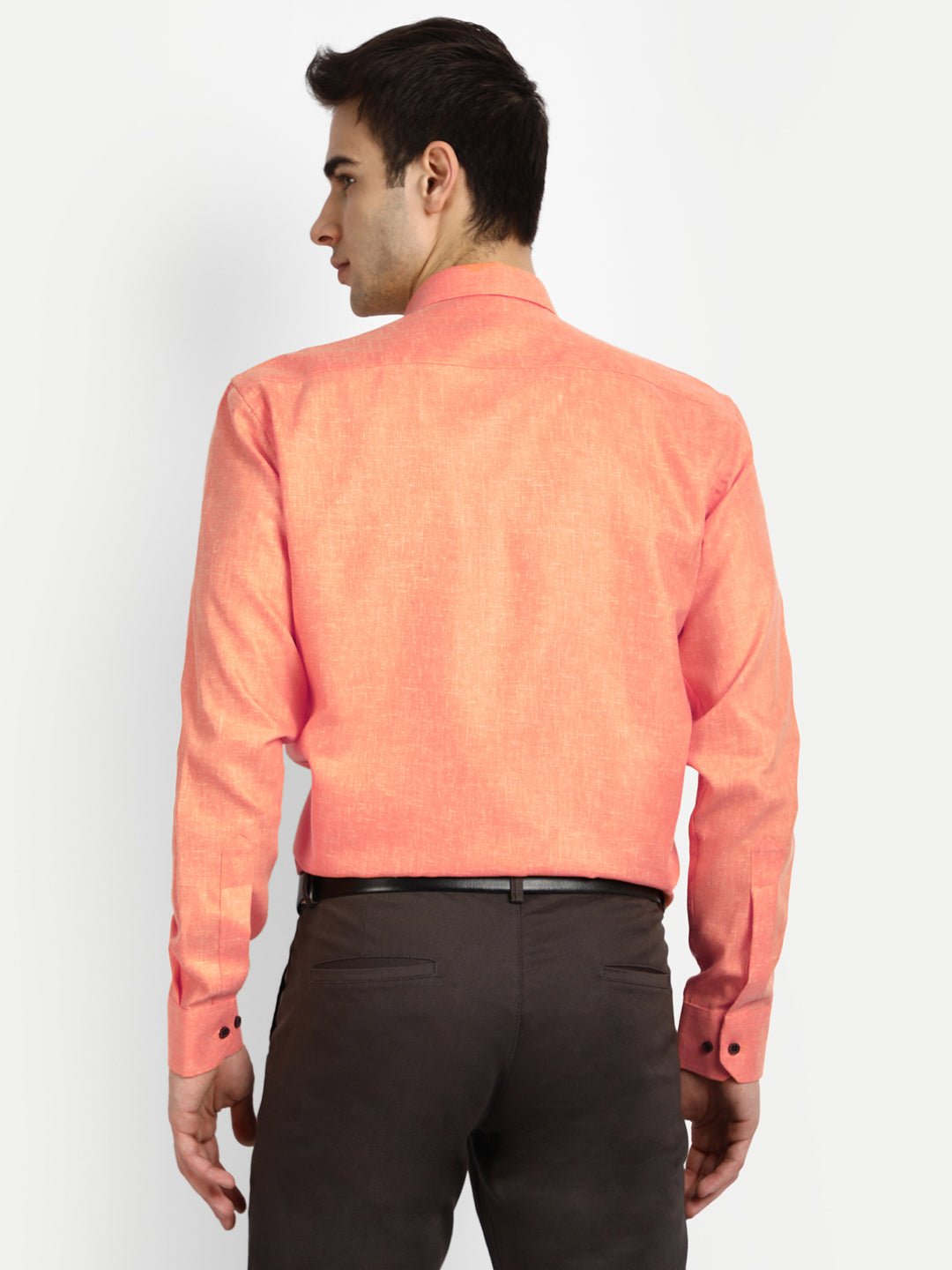 Punekar Cotton Light Orange Color Cotton Linen Formal Shirt for Men&