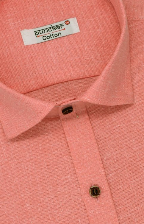 Punekar Cotton Light Pink Color Cotton Linen Formal Shirt for Men&