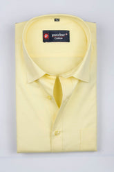 Punekar Cotton Light Yellow Color 100% Mercerised Cotton Diagonally Woven Formal Shirt for Men's. - Punekar Cotton
