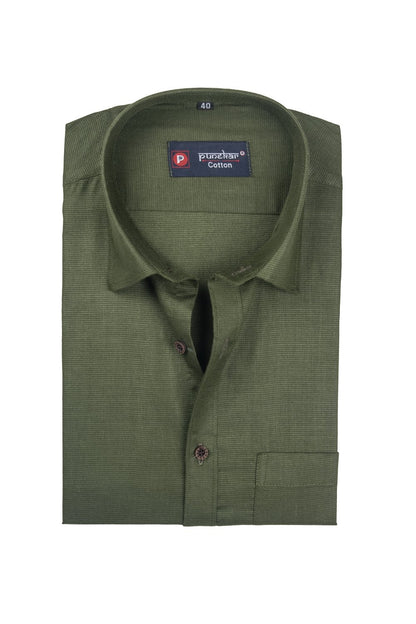 Punekar Cotton Mehandi Color Silky Linen Cotton Shirt for Men&