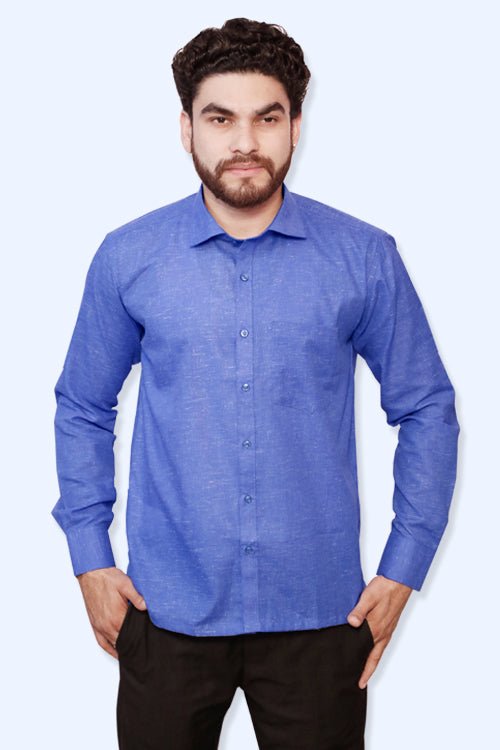 Punekar Cotton Men's Formal Handmade Blue Color Shirt for Men's. - Punekar Cotton