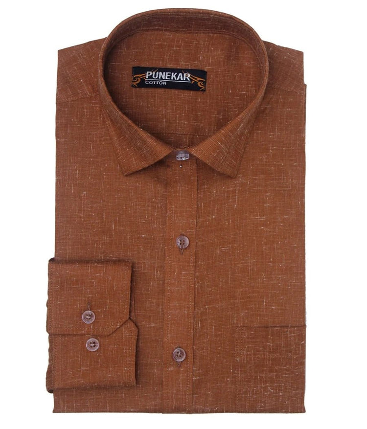 Punekar Cotton Men's Formal Handmade Brown Color Shirt for Men's. - Punekar Cotton