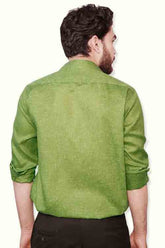 Punekar Cotton Men's Formal Handmade Mehandi Color Shirt for Men's. - Punekar Cotton