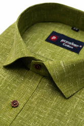 Punekar Cotton Men's Formal Handmade Mehandi Color Shirt for Men's. - Punekar Cotton
