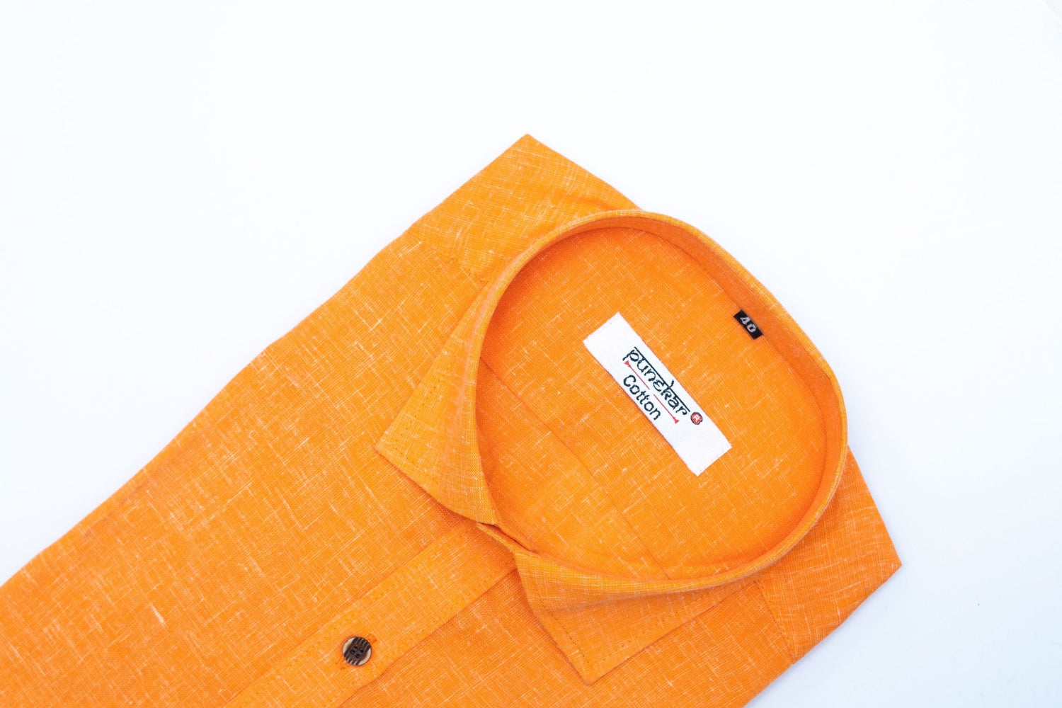 Punekar Cotton Men's Formal Handmade Orange Color Shirt for Men's. - Punekar Cotton