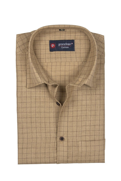 Punekar Cotton Multi Color Check Criss Cross Woven Cotton Shirt for Men&