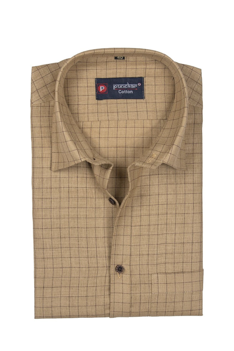 Punekar Cotton Multi Color Check Criss Cross Woven Cotton Shirt for Men's. - Punekar Cotton
