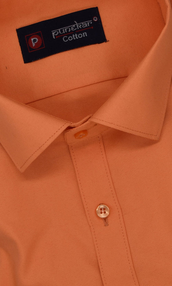 Punekar Cotton Orange Color Rich Cotton Formal Shirt For Men's - Punekar Cotton