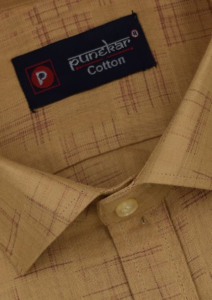 Punekar Cotton Peach Color Pure Cotton Handmade Formal Shirt for Men&
