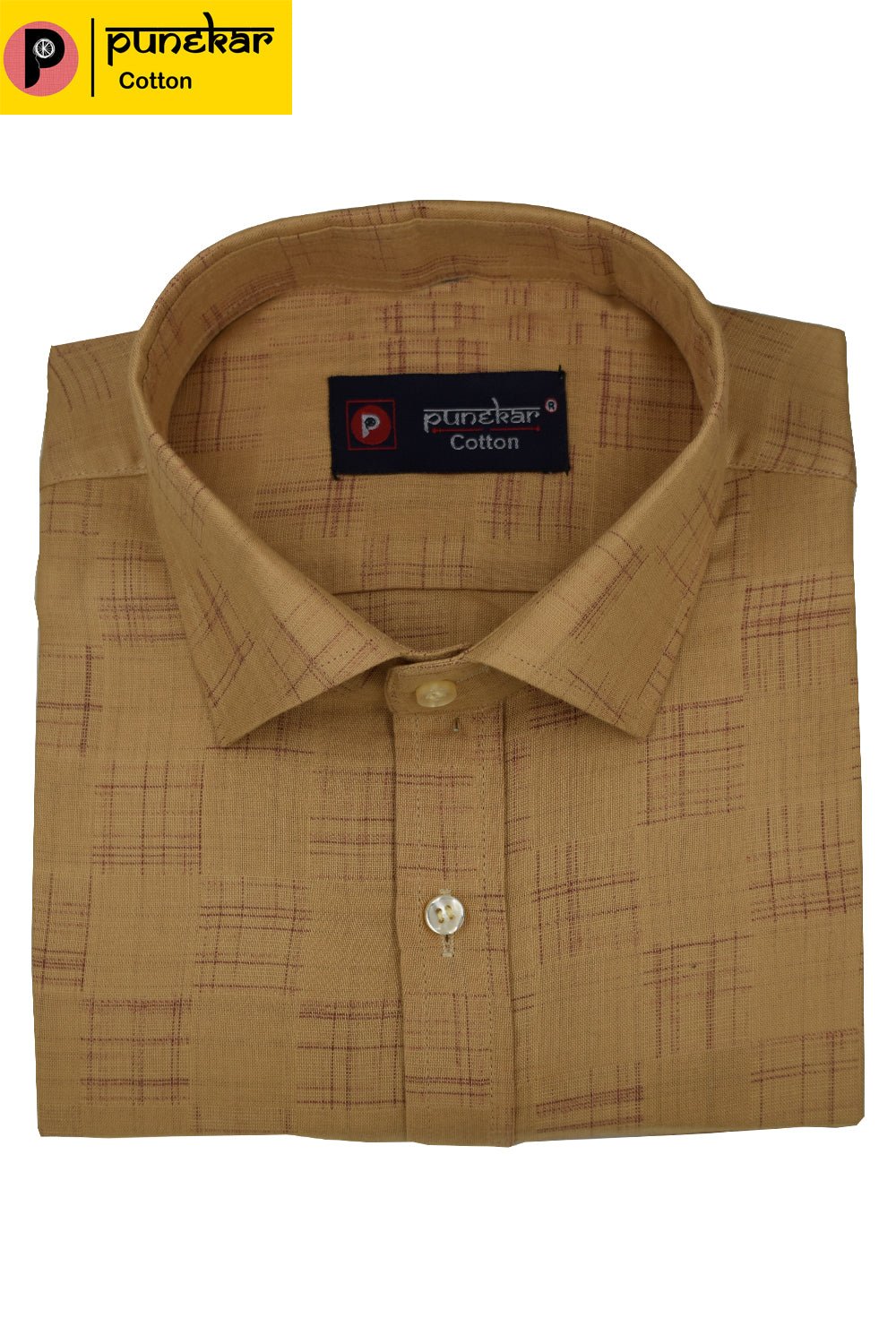 Punekar Cotton Peach Color Pure Cotton Handmade Formal Shirt for Men&