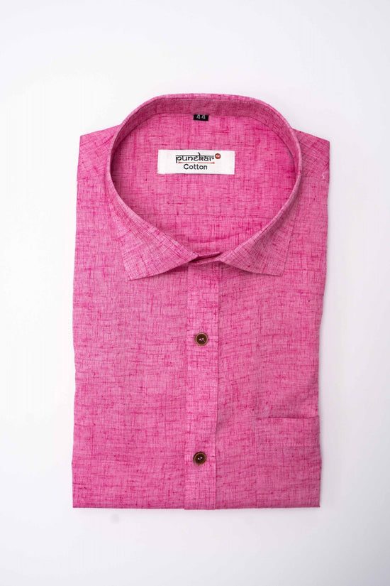 Punekar Cotton Pink Color Pure Cotton Handmade Formal Shirt for Men's. - Punekar Cotton
