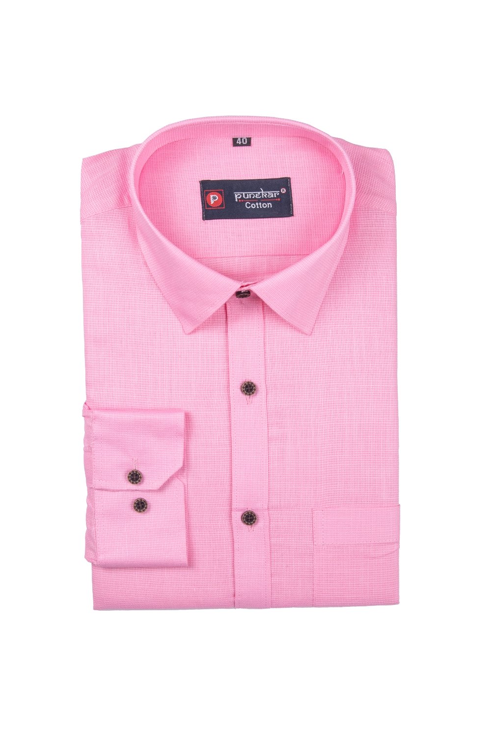 Punekar Cotton Pink Color Silky Linen Cotton Shirt for Men's. - Punekar Cotton